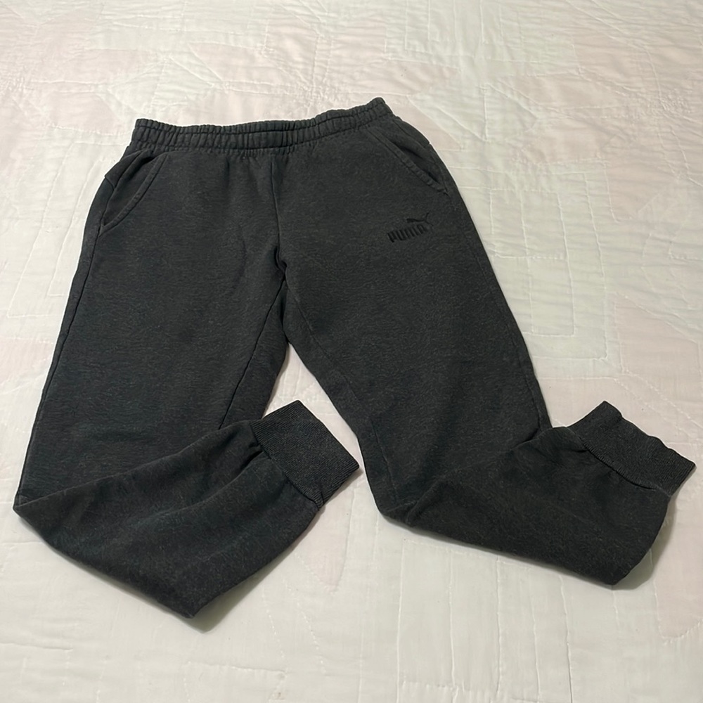 Puma Man’s Essentials Fleece Jogger Pants Gray/Black 851753-40 - Medium
